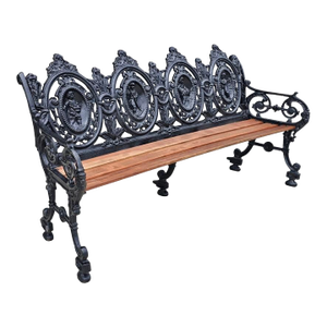1970s Victorian Cast Iron and Redwood Garden Bench