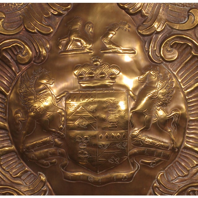 Metal Antique Wall Panel in Copper with the Coat of Arms, 1800s For Sale - Image 7 of 10