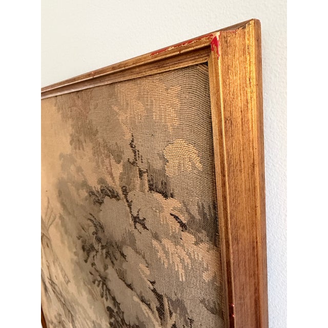 Vintage French Pastoral Jacquard Tapestry in Giltwood Frame For Sale In Washington DC - Image 6 of 7