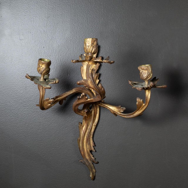 Pair of Gilt Bronze Sconces, French, Circa 1880-1900 For Sale In San Francisco - Image 6 of 9