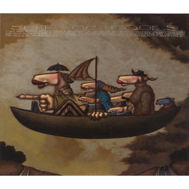 "Ship of Fools" by Markus Pierson Unframed Hand Pulled Serigraph on Un-stretched Canvas Hand signed by the artist Size:...