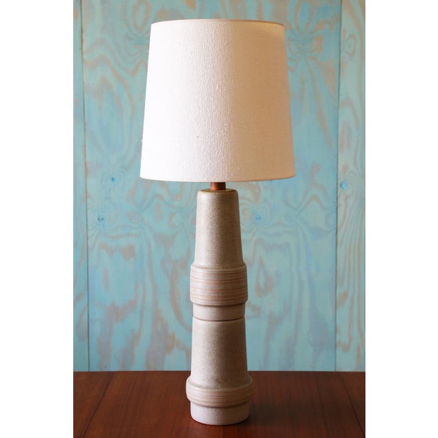 Tan 1960s Gordon and Jane Martz M145 Tall Lamp for Marshall Studios Light Gray Brown Specks 46" For Sale - Image 8 of 12