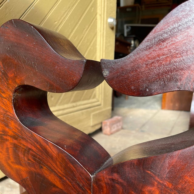 Wood 1800s Empire Period Crotch Mahogany Flip-Top Game Table For Sale - Image 7 of 12