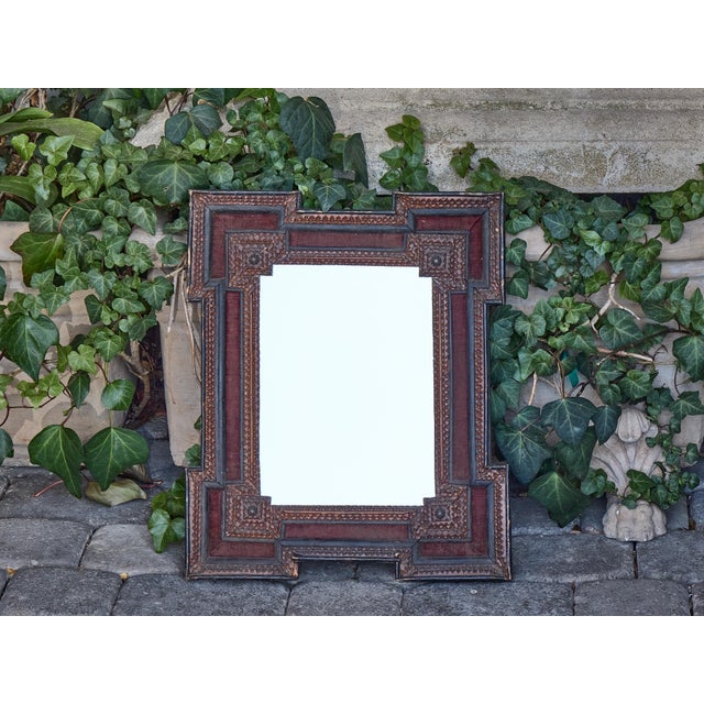 Antique French Tramp Art Mirror with Stepped Corners, circa 1900 For Sale - Image 4 of 12