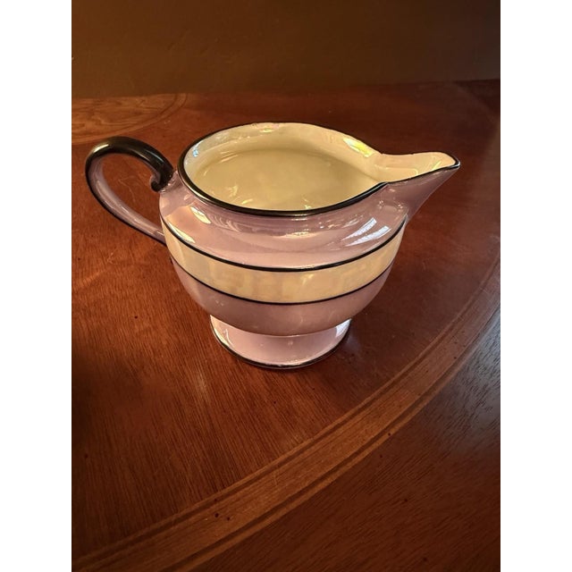Art Deco 1930s Art Deco Fraunfelter China Lusterware Cream & Sugar Set - Purple & Black For Sale - Image 3 of 12