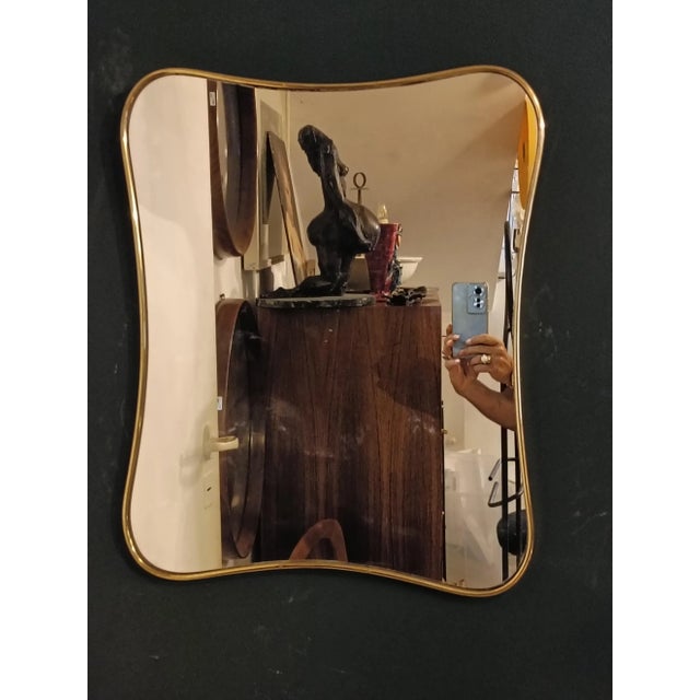 1960s Italian Brass Wall Mirror by Gio Ponti, 1960s For Sale - Image 5 of 9