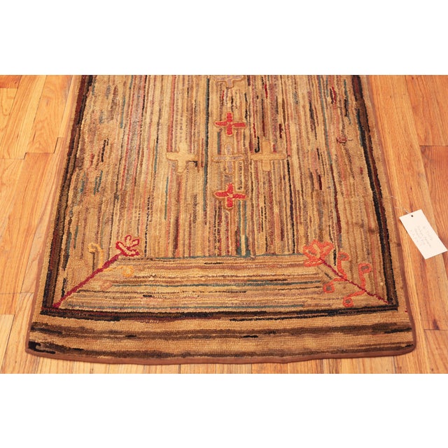Textile Nazmiyal Collection Antique American Folklore Hooked Rug For Sale - Image 7 of 11