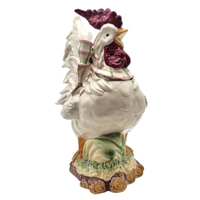 Late 20th Century Kaldun & Bogle Large Hand-Painted Ceramic Rooster Figurine, Country Farmhouse Style For Sale - Image 5 of 13