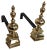 Mid-Century Italian Brass and Wrought Iron Andirons, Set of 2 For Sale