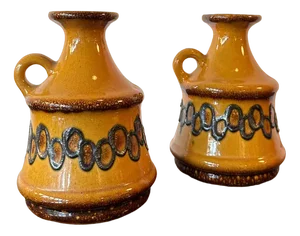 West German Mustard and Black Jugs from Strehla, 1964, Set of 2