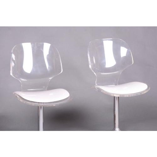 Mid-Century Modern Chairs in Chromed Steel and Acrylic Glass, Czech, 1960s, Set of 2 For Sale - Image 3 of 9