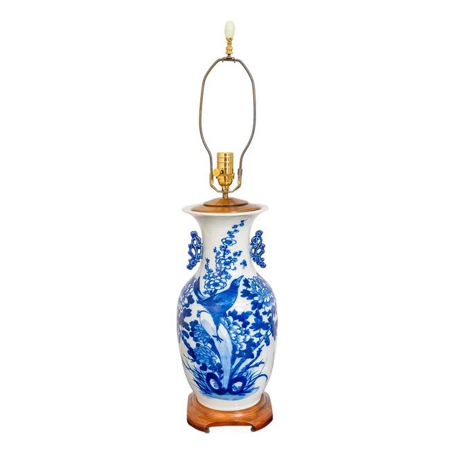 Late 20th Century Vintage Blue and White Porcelain Vase Lamp For Sale - Image 5 of 5