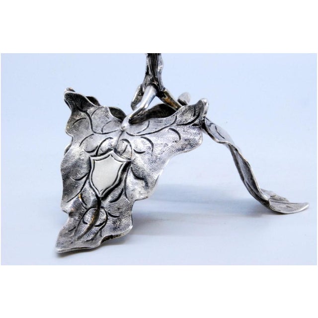 Silver Toothpick Holder with Acanthus Leaves at the Base and Vine Supporting Chalice For Sale - Image 9 of 11
