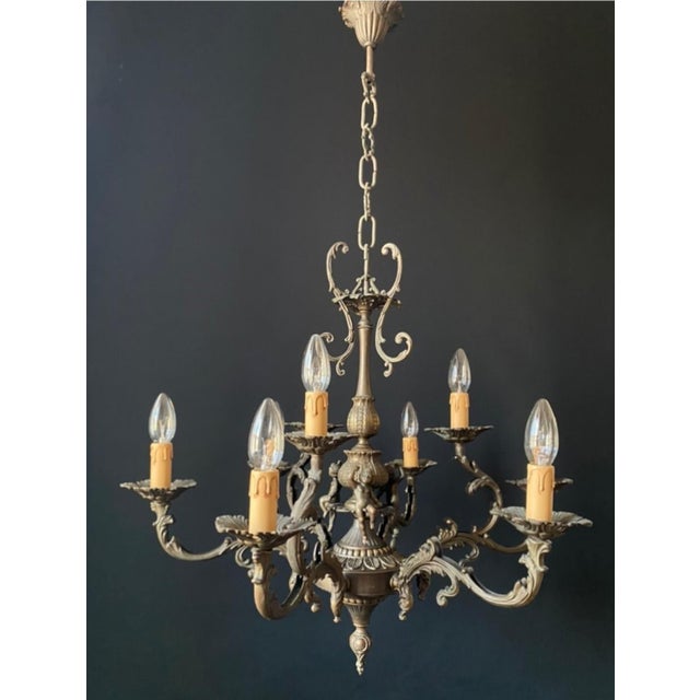 Vintage Bronze Chandelier, 1960s For Sale - Image 6 of 12