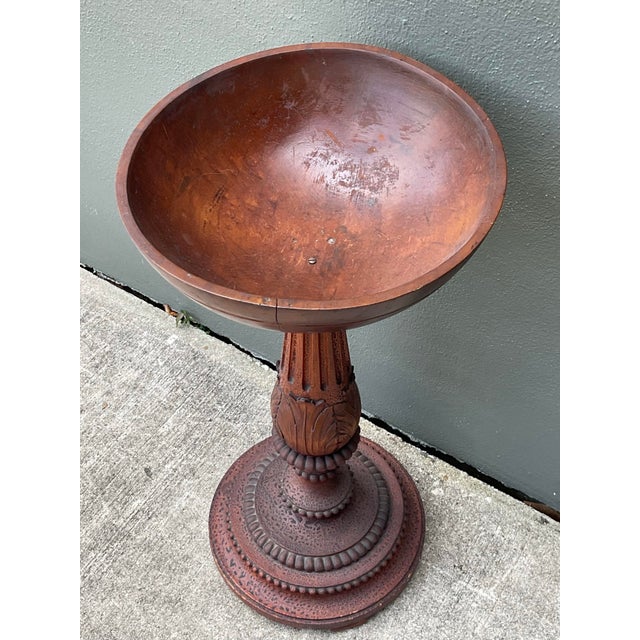Vintage Carved Wood Pedestal Bowl For Sale - Image 11 of 12