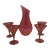 Mid 20th Century Red Cranberry Iridescent Decanter Carafe With Cordial Sherry Glasses Set- 4 Pieces For Sale