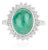 8.8 Carat Emerald & Diamond Halo Silver Engagement Ring, Size 8.5 For Sale