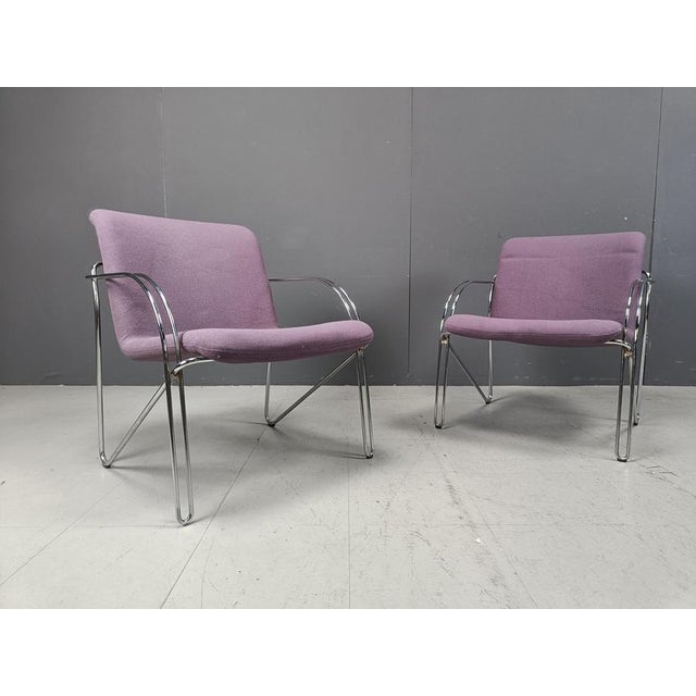 Purple Danish Armchairs by Alfred Hofmann for Gispen/Labofa, 1970s, Set of 5 For Sale - Image 8 of 12