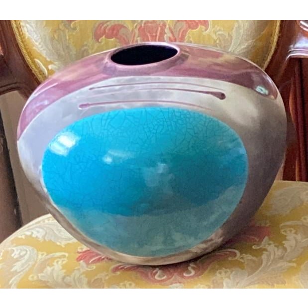 Tony Evans Raku Pottery Vase/Urn 13” Diameter (Signed and Numbered #127) For Sale - Image 10 of 18