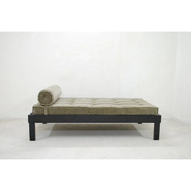 Unique single item Daybed in thick olive velor velor in Breitcordoptik. With a reminiscence of Mies van der Rohe's...