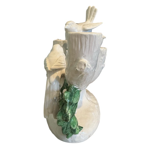 White Ugo Zaccagnini Italian Bird & Branch Ceramic Candelabra, Circa 1930s–40s For Sale - Image 8 of 17