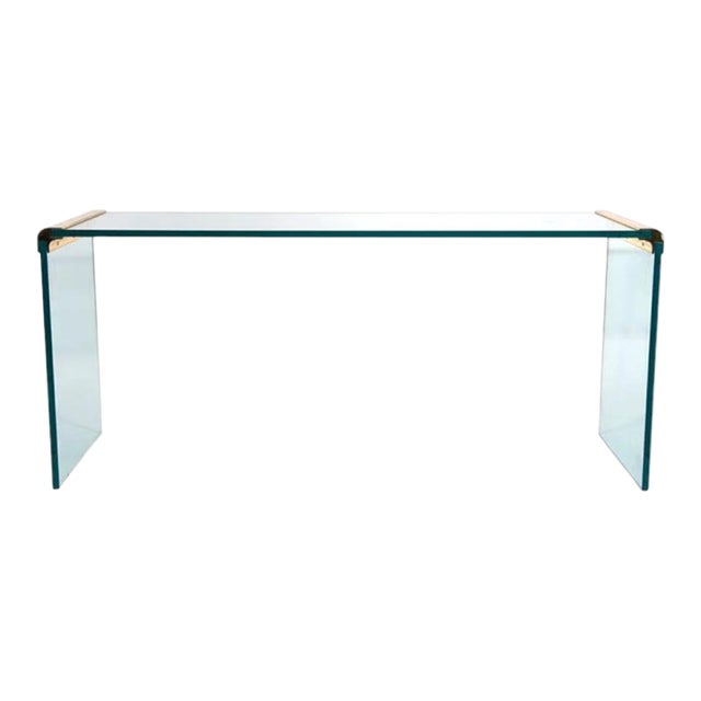 Mid-Century Modern Brass and Glass Console by Leon Rosen for Pace Collection For Sale
