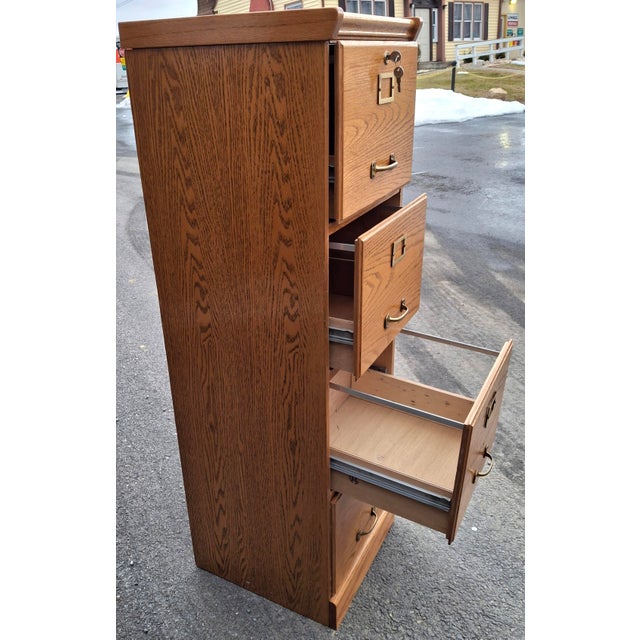 Late 20th Century Oak Four-Drawer Filing Cabinet For Sale - Image 11 of 11