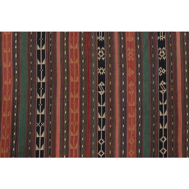 1950s Vintage Persian Jajim Tribal Kilim in Polychromatic Stripes - by Rug & Kilim For Sale - Image 5 of 7