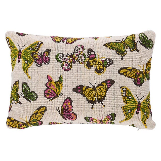 Boho Chic Schumacher Butterfly Epingle 16" Lumbar Pillow in Spring For Sale - Image 3 of 3