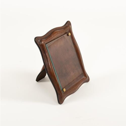 Mid-Century Picture Frame in Curved Leather and Glass, Italy, 1970s For Sale - Image 6 of 15