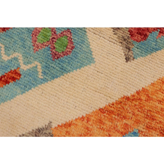 Beige Shabby Chic Balochi Beige/Blue Wool Rug - 3'6''x5'1'' For Sale - Image 8 of 11