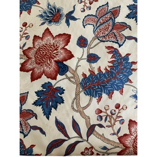 P Kaufmann Waverly Maldives Lapis Blue Cream Red French Country Floral Jacobean Vine Tree of Life Fabric- 5 Yards For Sale