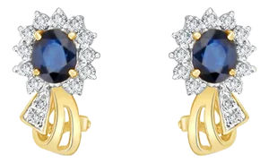 Sapphire & Diamond Cluster Earrings 2.24cttw 14k Yellow Gold, 2 Pieces