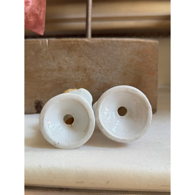 White Vintage Figural Porcelain Salt & Pepper Shakers — Victorian-Style Couple For Sale - Image 8 of 8