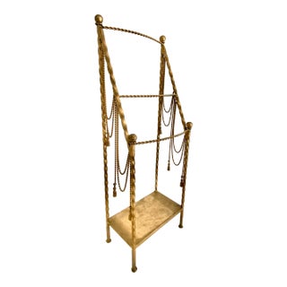 Vintage Regency Style Italian Gilt Tassel Towel Rack/Blanket Rack For Sale