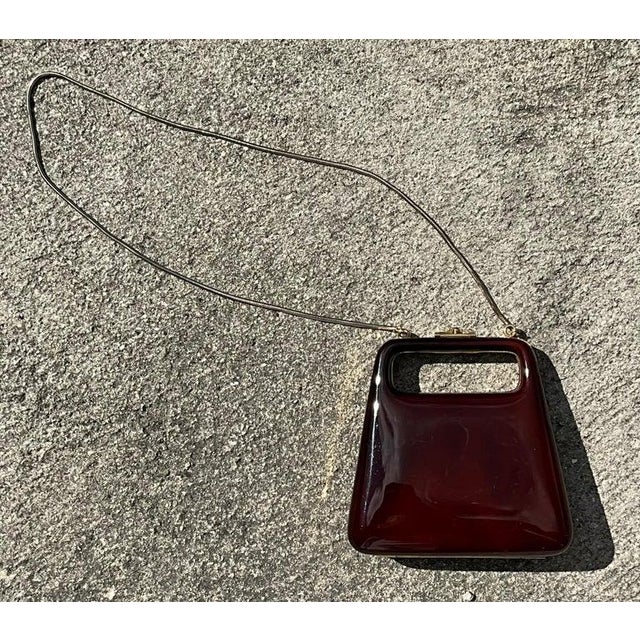 Metal Vintage Retro Lucite Clutch For Sale - Image 7 of 9
