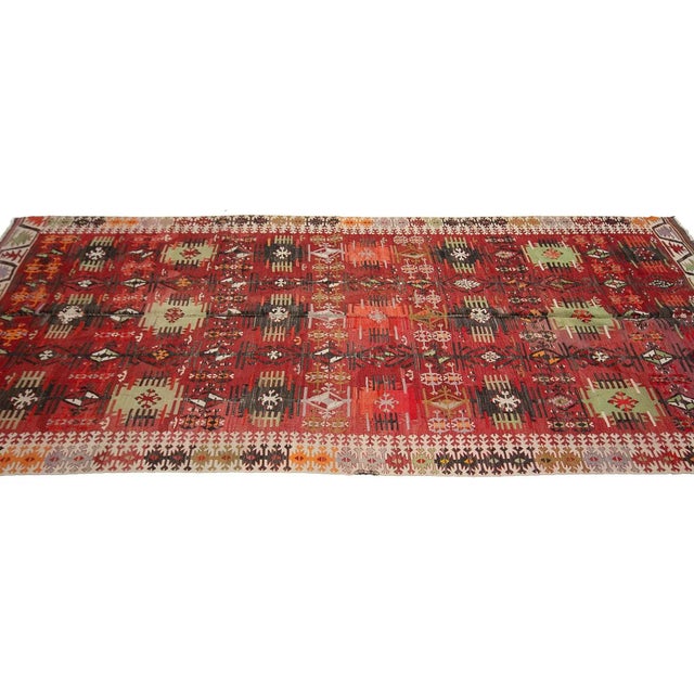 Vintage Turkish Kayseri Kilim Rug For Sale - Image 4 of 7