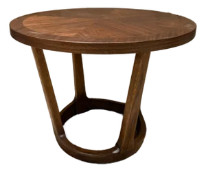 Lane Rhythm Walnut Round Drum Side Table Mid Century Modern