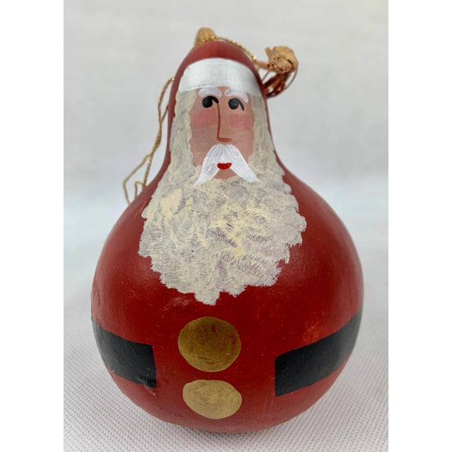 Hand Painted Jolly Red Santa Ornament, Signed A. Hay, 1991 For Sale - Image 9 of 9