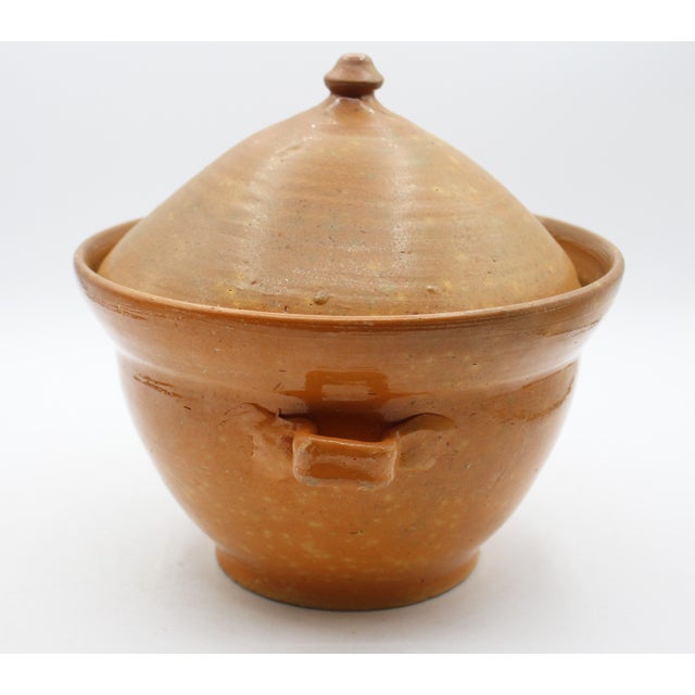 Circa 1921-1959 1st period Jugtown stamped pottery covered soup tureen. Ben Owen I era. Speckled glaze is subtle. Jugtown...