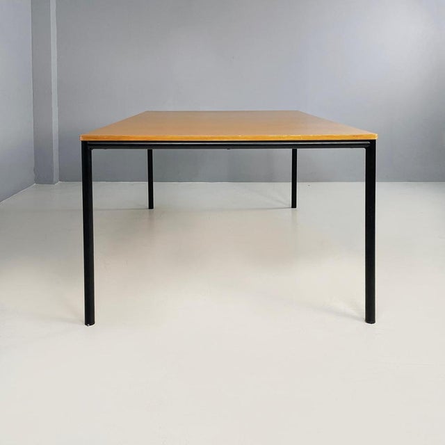 Italian Modern Dining Table or Desk in Wood and Black Metal, 1980s For Sale - Image 3 of 18