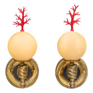 Vintage Venetian “Coralino” Sconces For Sale