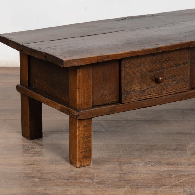 Early 19th Century French Oak Coffee Table With Two Drawers For Sale - Image 4 of 9