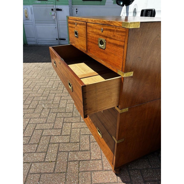 Antique Brass-Bound Mahogany Campaign Chest from Ross & Co, Dublin For Sale - Image 5 of 18