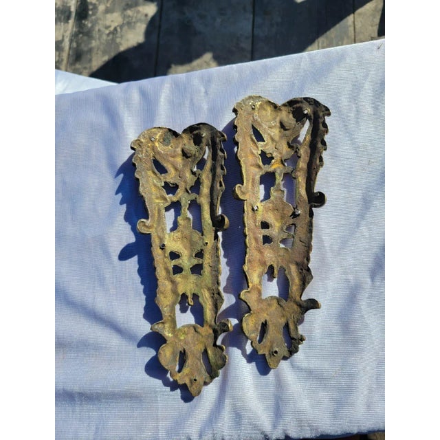 19th Century 19th C French Ormolu Bronze Mounts Pair Gilt Gold Furniture Appliques For Sale - Image 5 of 10