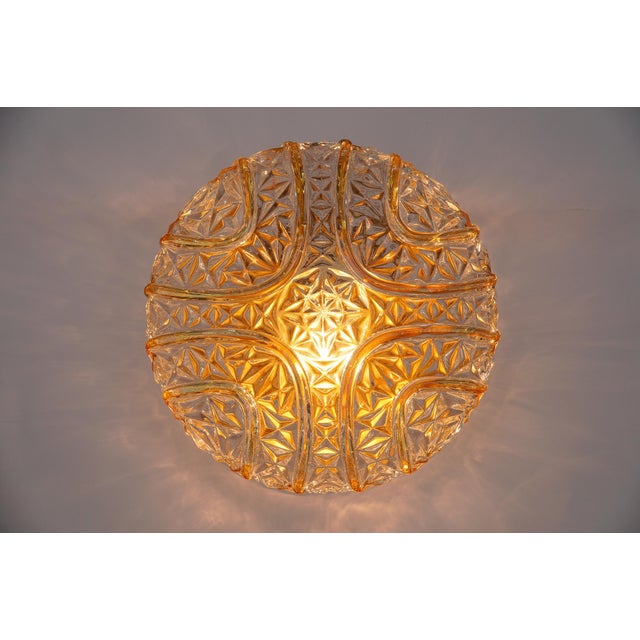 Roiund 3D Amber Glass Flush Mount Lamp by Limburg, Germany, 1960s For Sale - Image 9 of 15
