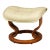 1990s Ekornes Stressless Off White Cream Leather Teak Ottoman For Sale