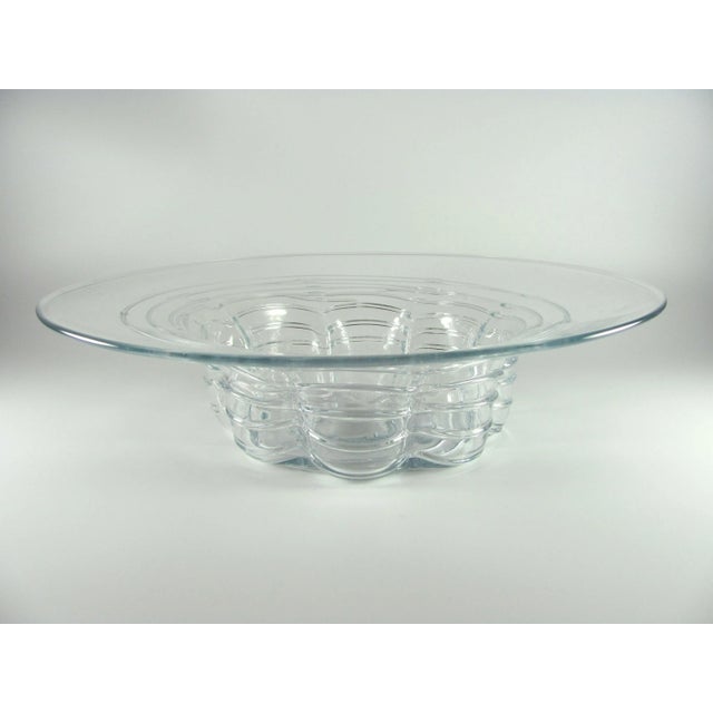Transparent 1980s Don Shepherd for Blenko & Kaufmann's Dept Store Crystal Console Bowl For Sale - Image 8 of 8