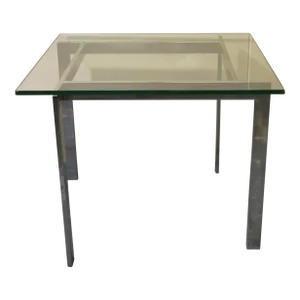 1970s Chrome and Glass Side Table in the Manner of Milo Baughman