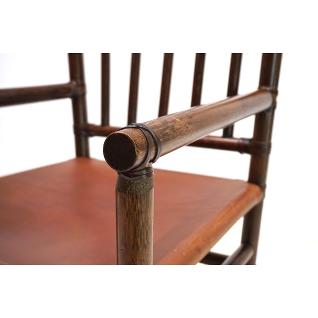 Manou Rattan Armchair with Leather Seat, 1960s For Sale - Image 13 of 18